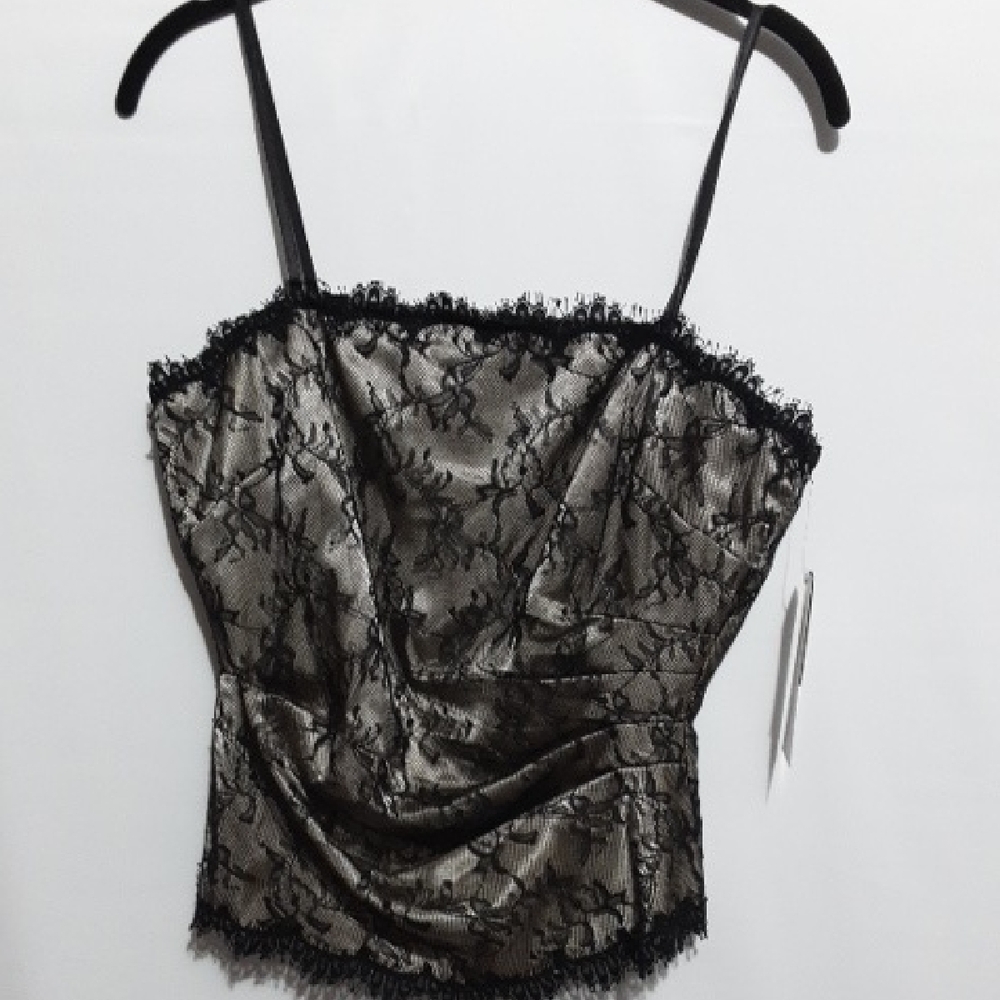 Adrianna Papell Black Goth Lace Evening Top - Picture 1 of 7